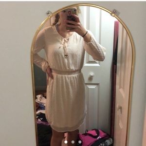 cream long sleeve dress